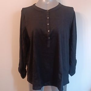 Style & Co Women's Deep Black Long Sleeve Shirt Size 3X